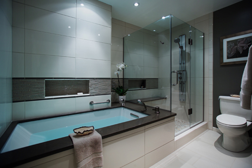 Bathroom - large tub, black granite, and walk-in shower - view 4