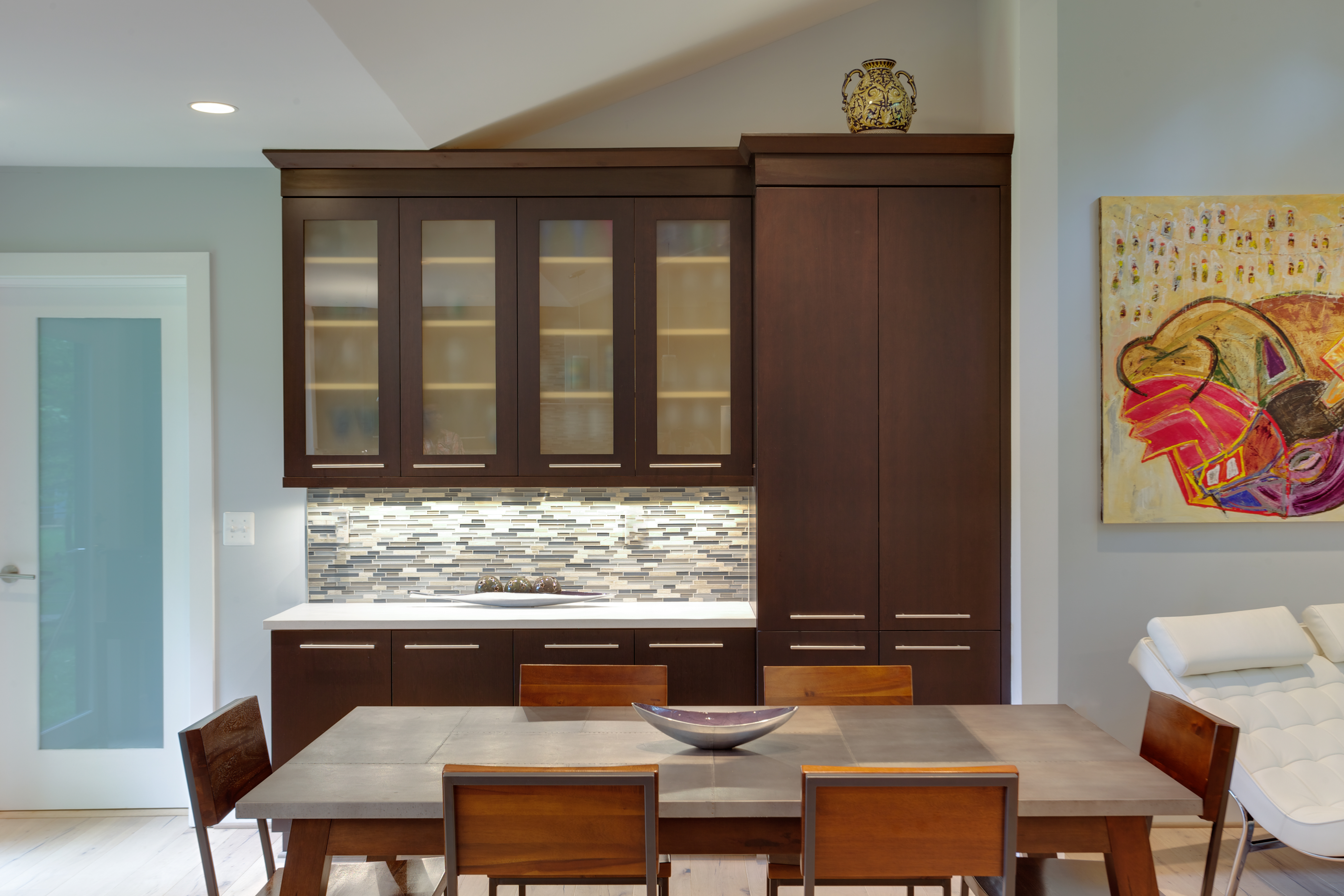 Contemporary kitchen with skylight - view  3 - view of bar